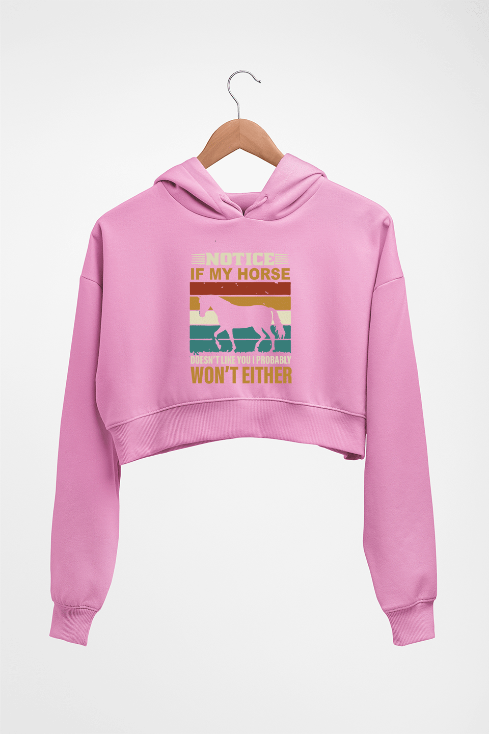 Horse Crop HOODIE FOR WOMEN-Light Baby Pink-Ektarfa.online