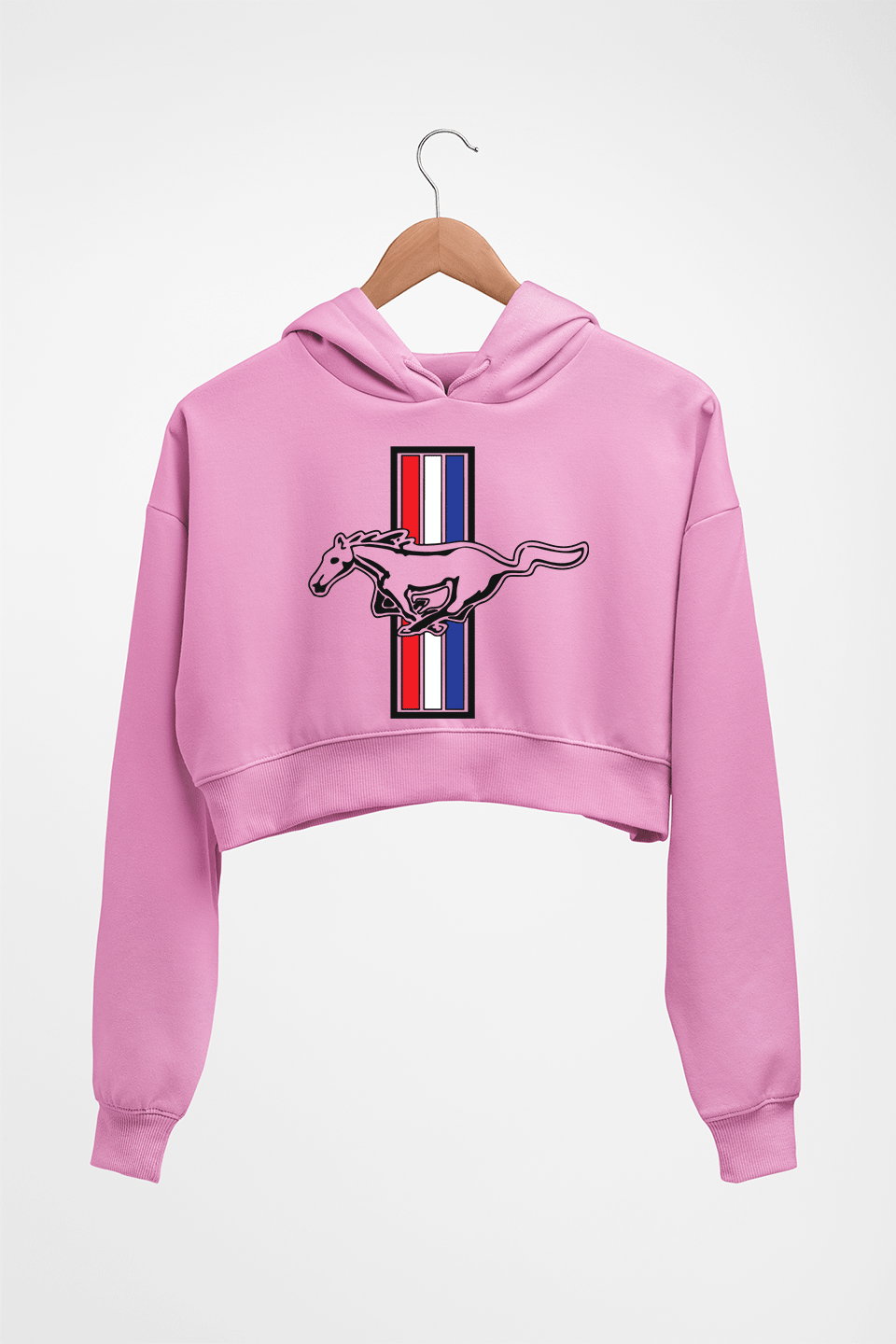Ford Mustang Crop HOODIE FOR WOMEN-Light Baby Pink-Ektarfa.online