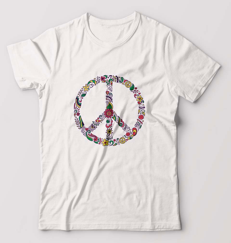 Floral Peace T-Shirt for Men-White-Ektarfa.online