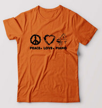 Load image into Gallery viewer, Peace Love Piano T-Shirt for Men-Orange-Ektarfa.online

