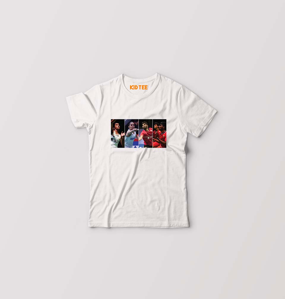 Badminton Players Kids T-Shirt for Boy/Girl-White-Ektarfa.online