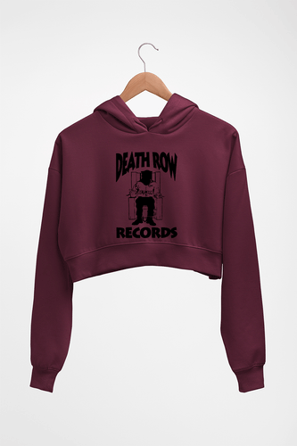 Death Row Records Crop HOODIE FOR WOMEN-Maroon-Ektarfa.online