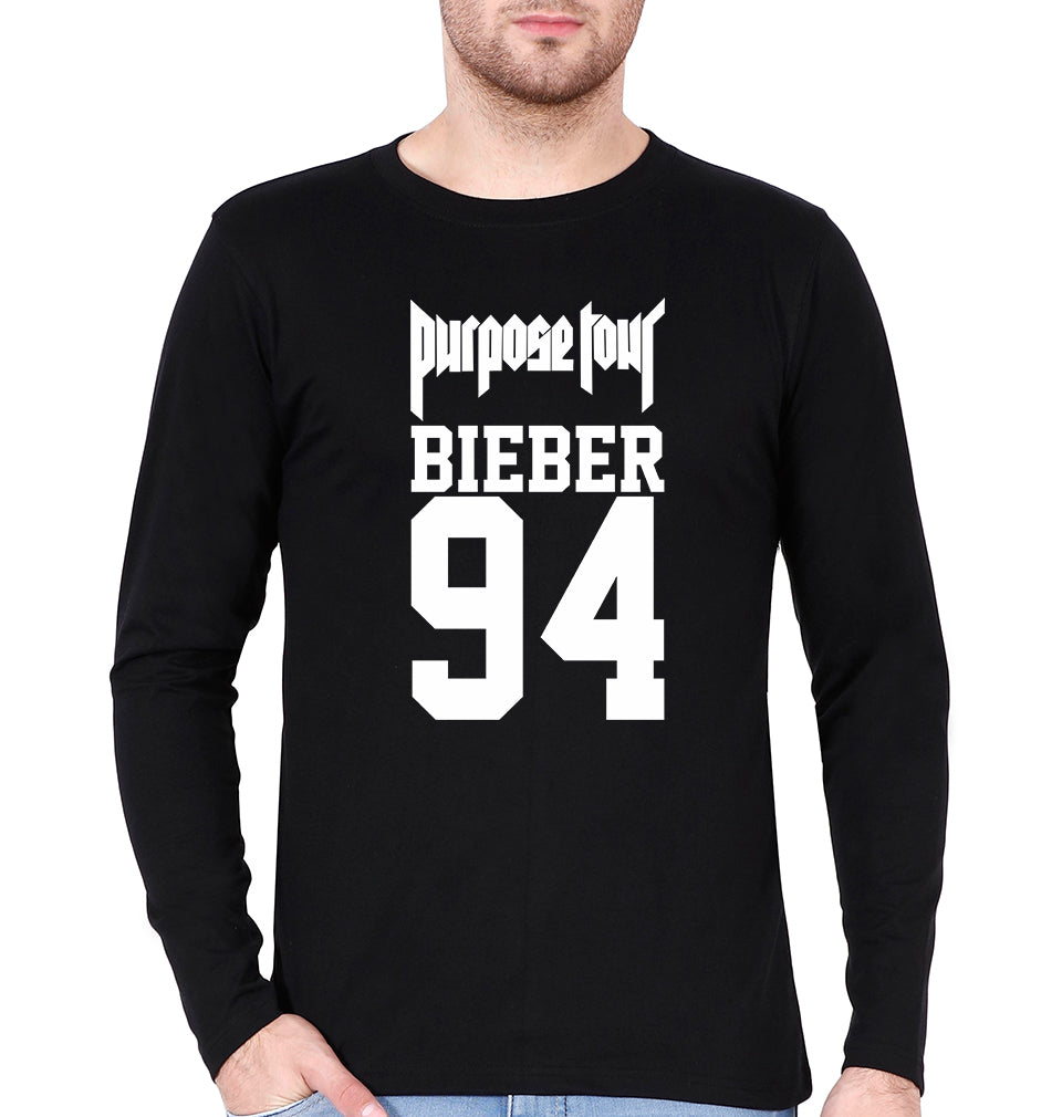 Purpose Tour Bieber Full Sleeves T-Shirt for Men-Black-Ektarfa.online