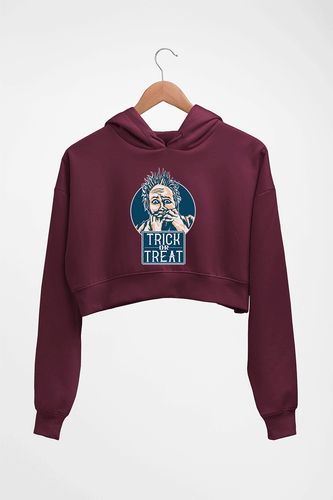 Trick or Treat Crop HOODIE FOR WOMEN-Maroon-Ektarfa.online