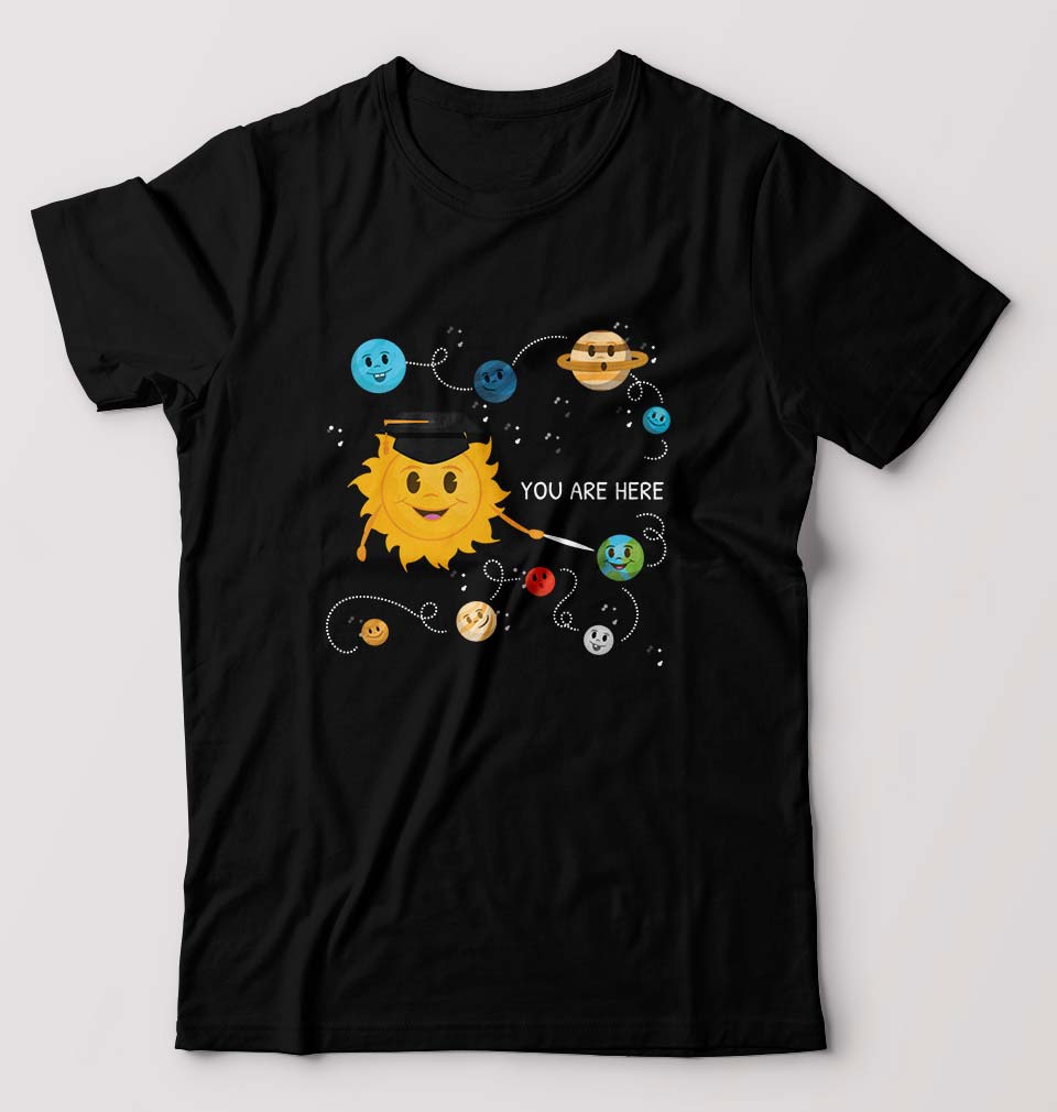 Solar System T-Shirt for Men-S(38 Inches)-Black-Ektarfa.online