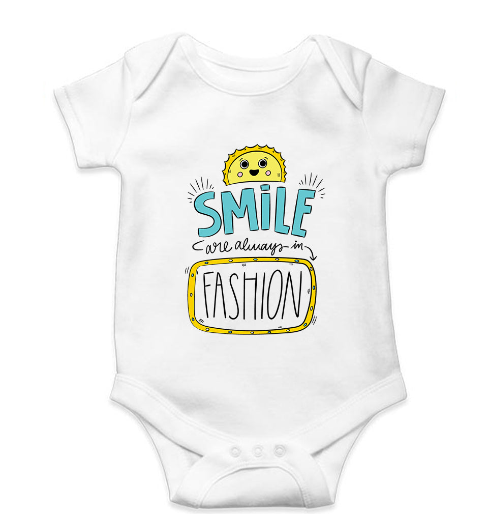 Smile are Always in Fashion Kids Romper For Baby Boy/Girl-0-5 Months(18 Inches)-White-Ektarfa.online