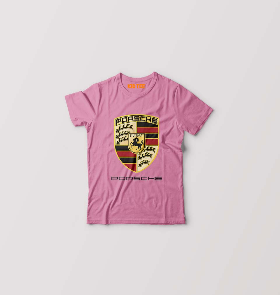 Porsche Logo Kids T-Shirt for Boy/Girl-Pink-Ektarfa.online
