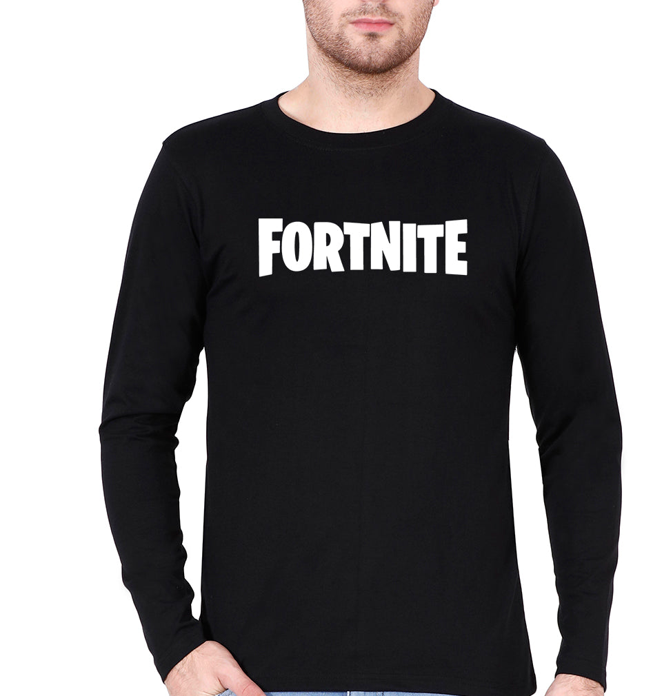 Fortnite Full Sleeves T-Shirt for Men-S(38 Inches)-Black-Ektarfa.online
