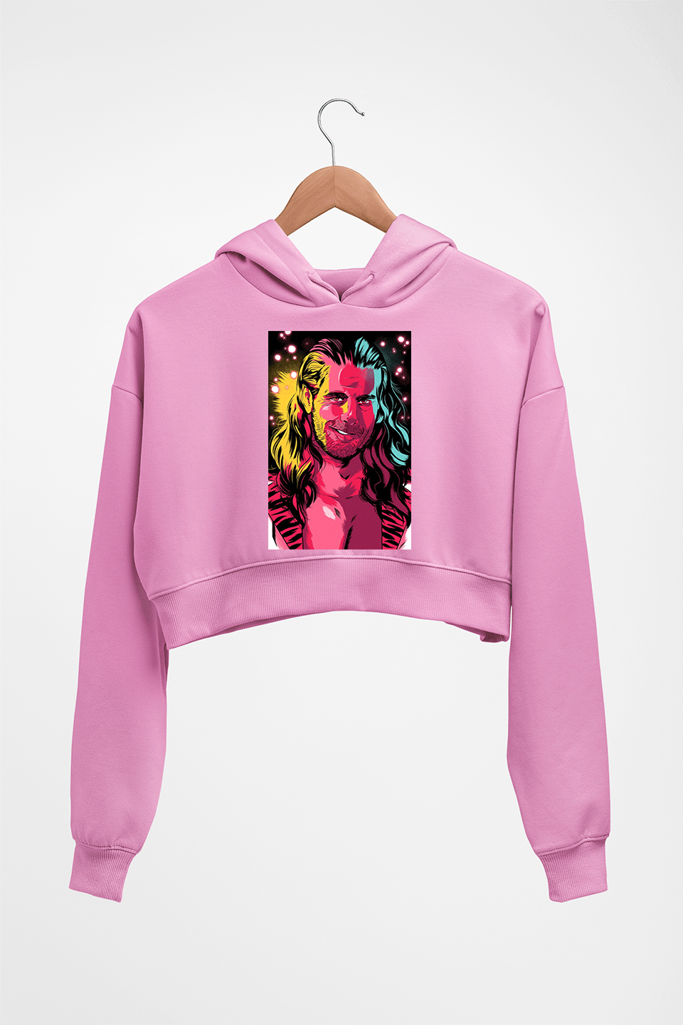 Shawn Michaels - Heartbreak Kid (HBK) (WWE) Crop HOODIE FOR WOMEN-Light Baby Pink-Ektarfa.online