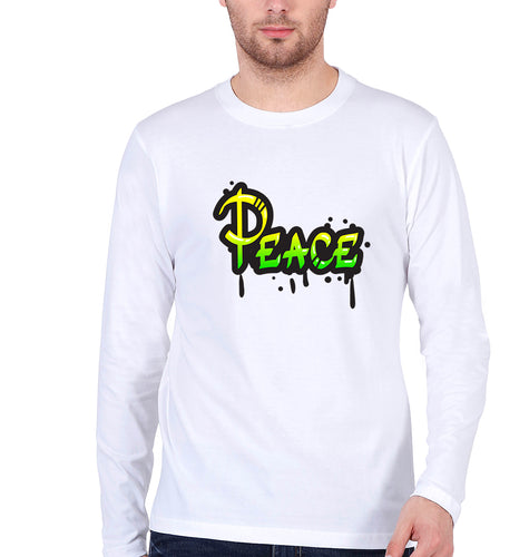 Graffiti Peace Full Sleeves T-Shirt for Men-White-Ektarfa.online