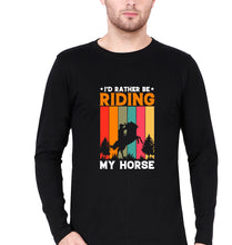 Load image into Gallery viewer, Horse Riding Full Sleeves T-Shirt for Men-Black-Ektarfa.online
