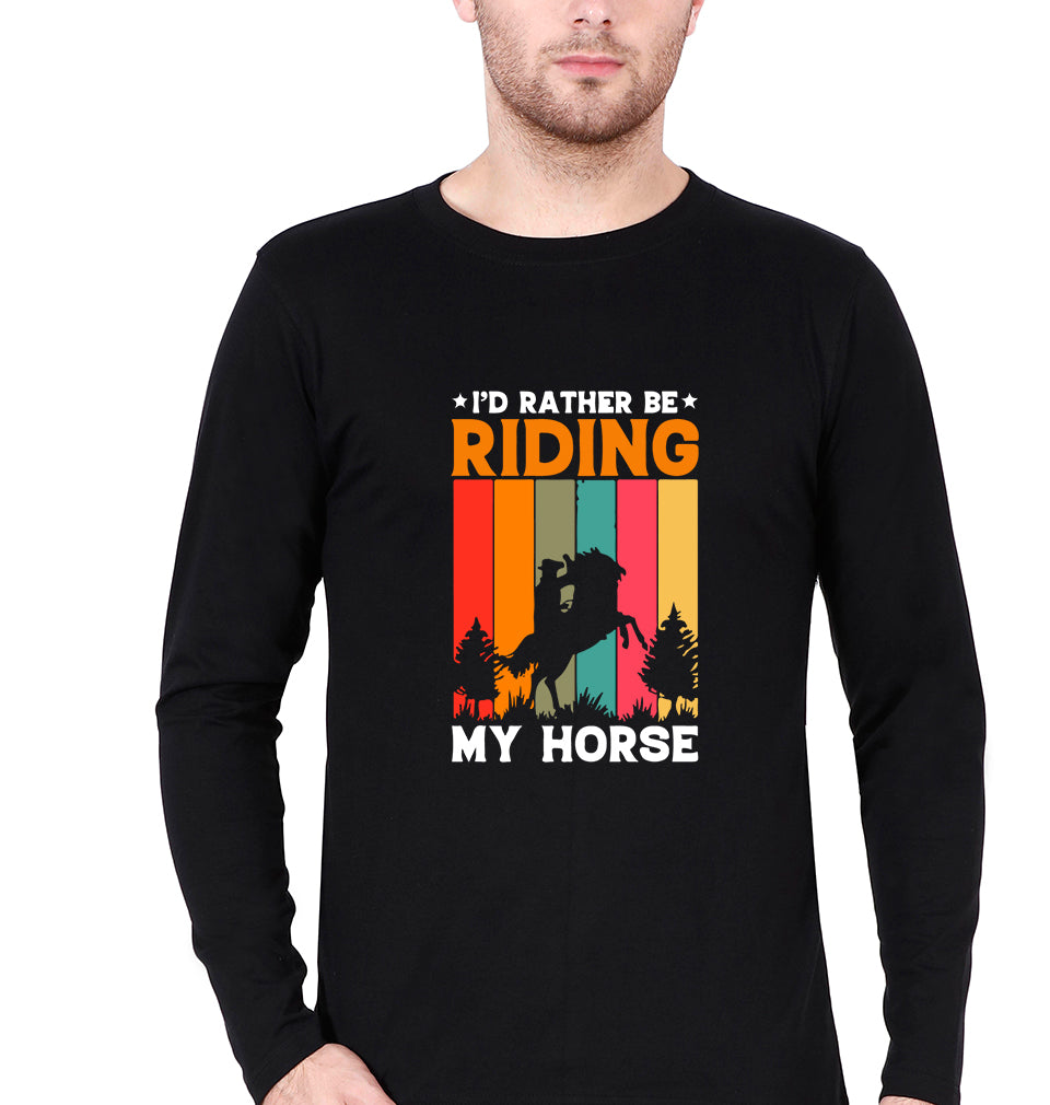 Horse Riding Full Sleeves T-Shirt for Men-Black-Ektarfa.online