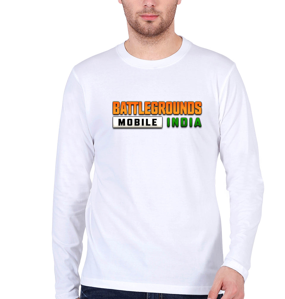 Battlegrounds Mobile India (BGMI) Full Sleeves T-Shirt for Men-White-Ektarfa.online