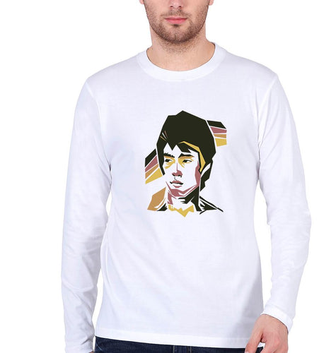 Bruce Lee Full Sleeves T-Shirt for Men-White-Ektarfa.online