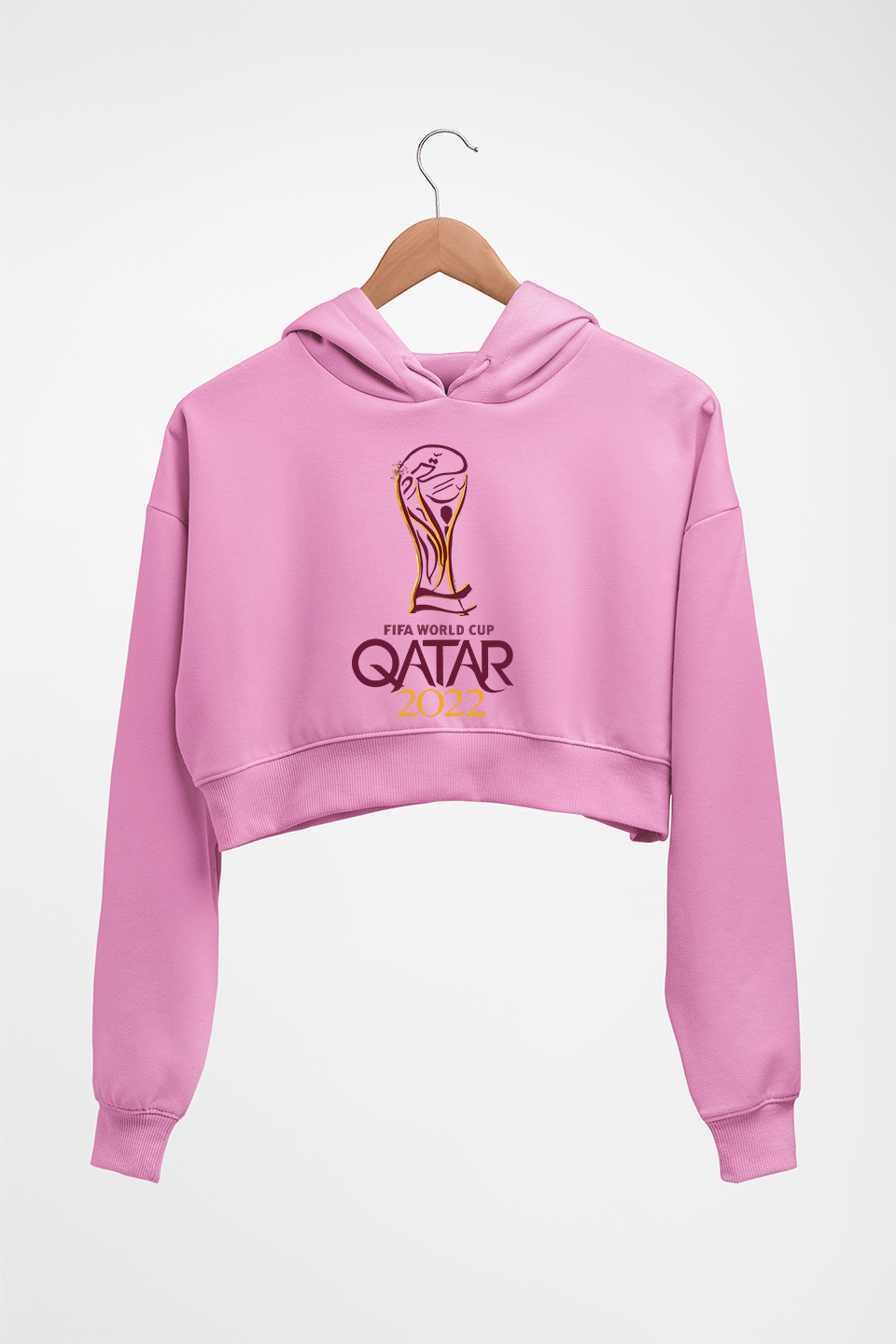 FIFA World Cup Qatar 2022 Crop HOODIE FOR WOMEN-Light Baby Pink-Ektarfa.online