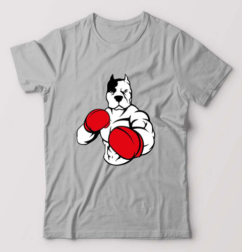 Pitbull Boxing T-Shirt for Men-S(38 Inches)-Grey Melange-Ektarfa.online