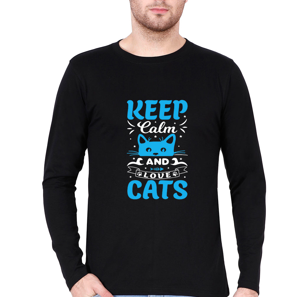 Cat Full Sleeves T-Shirt for Men-Black-Ektarfa.online