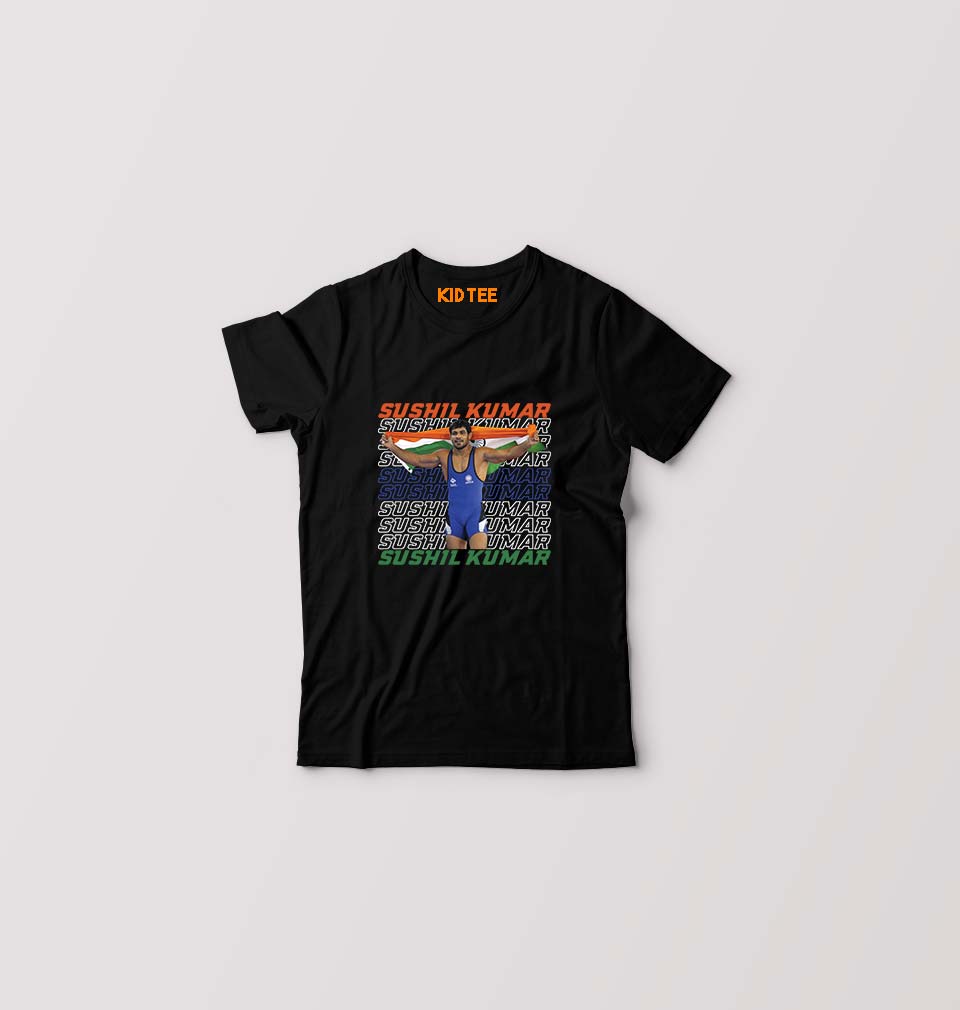 Sushil Kumar Kids T-Shirt for Boy/Girl-Black-Ektarfa.online