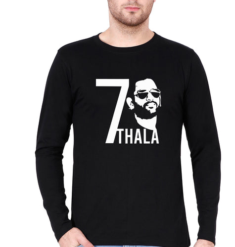 MS Dhoni 07 Thala Full Sleeves T-Shirt for Men-Black-Ektarfa.online