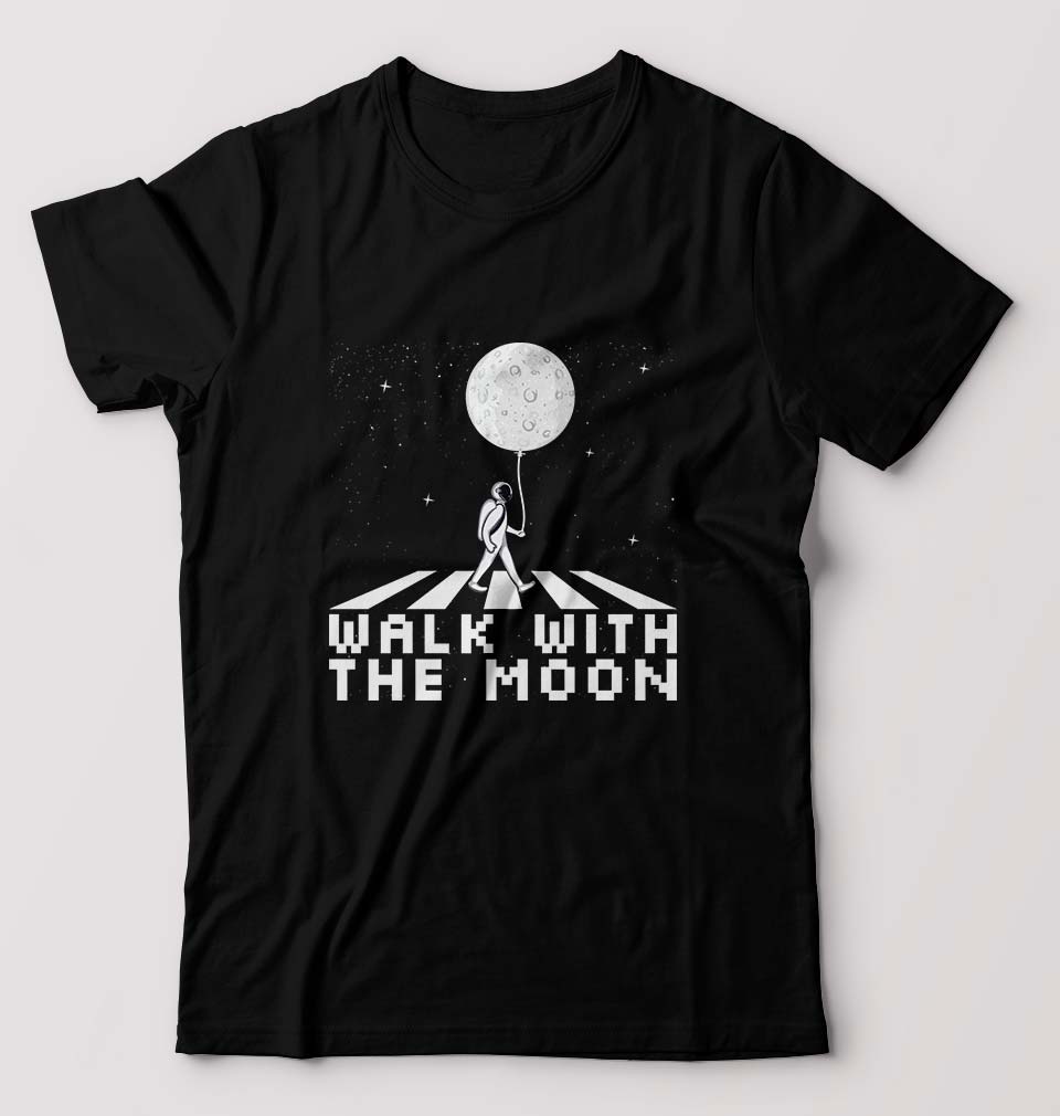Moon Space T-Shirt for Men-S(38 Inches)-Black-Ektarfa.online