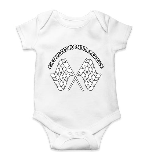 Formula 1(F1) Kids Romper For Baby Boy/Girl-0-5 Months(18 Inches)-White-Ektarfa.online