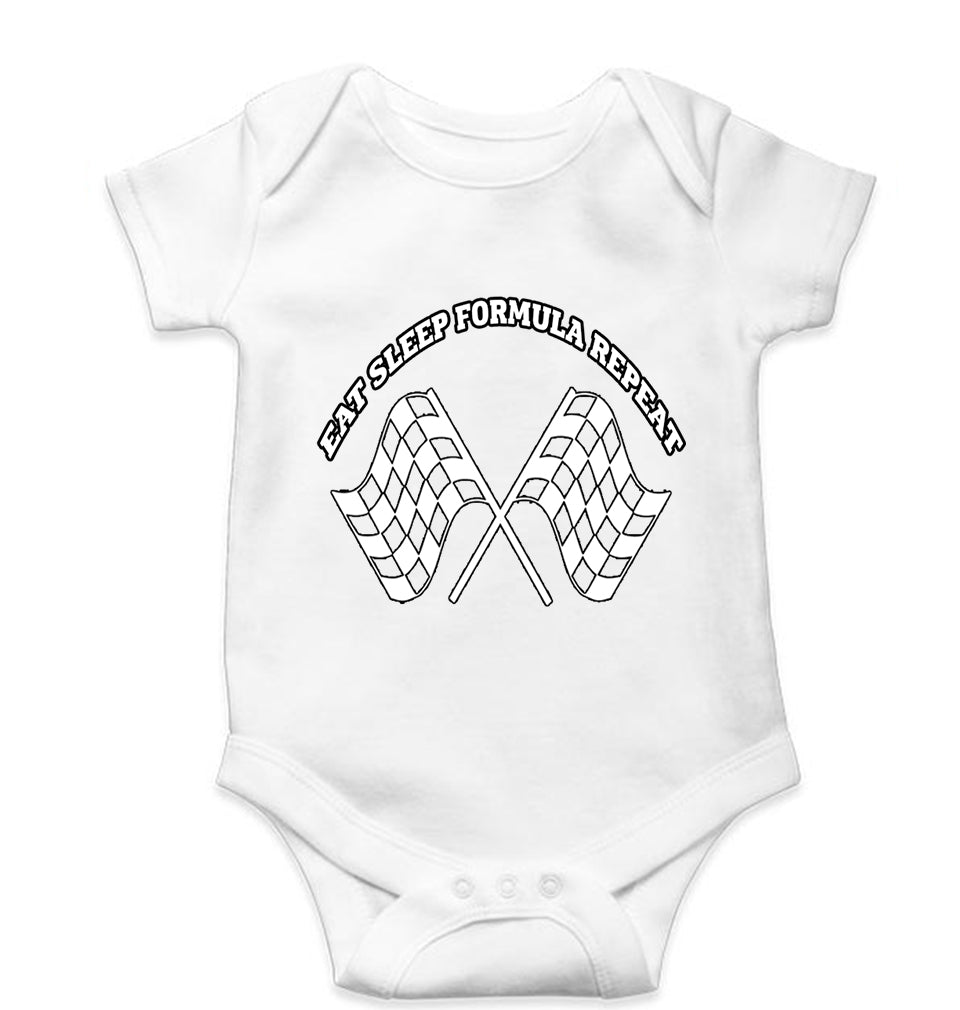 Formula 1(F1) Kids Romper For Baby Boy/Girl-0-5 Months(18 Inches)-White-Ektarfa.online