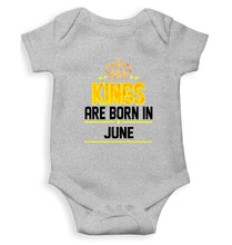 Load image into Gallery viewer, Kings Are Born In June Kids Romper For Baby Boy/Girl-0-5 Months(18 Inches)-Grey-Ektarfa.online
