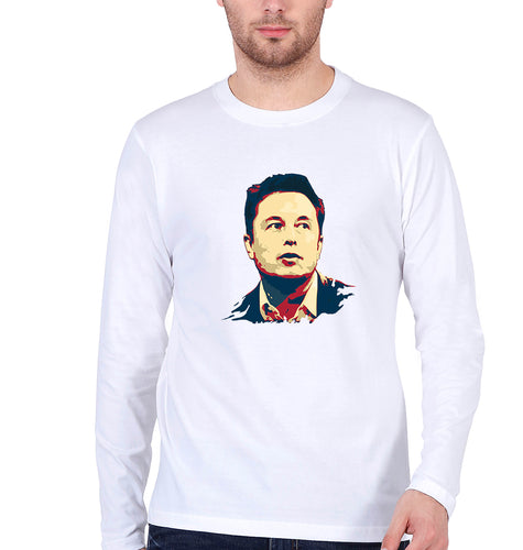 Elon Musk Full Sleeves T-Shirt for Men-White-Ektarfa.online