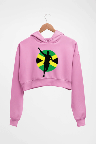 Usain Bolt Crop HOODIE FOR WOMEN-Light Baby Pink-Ektarfa.online