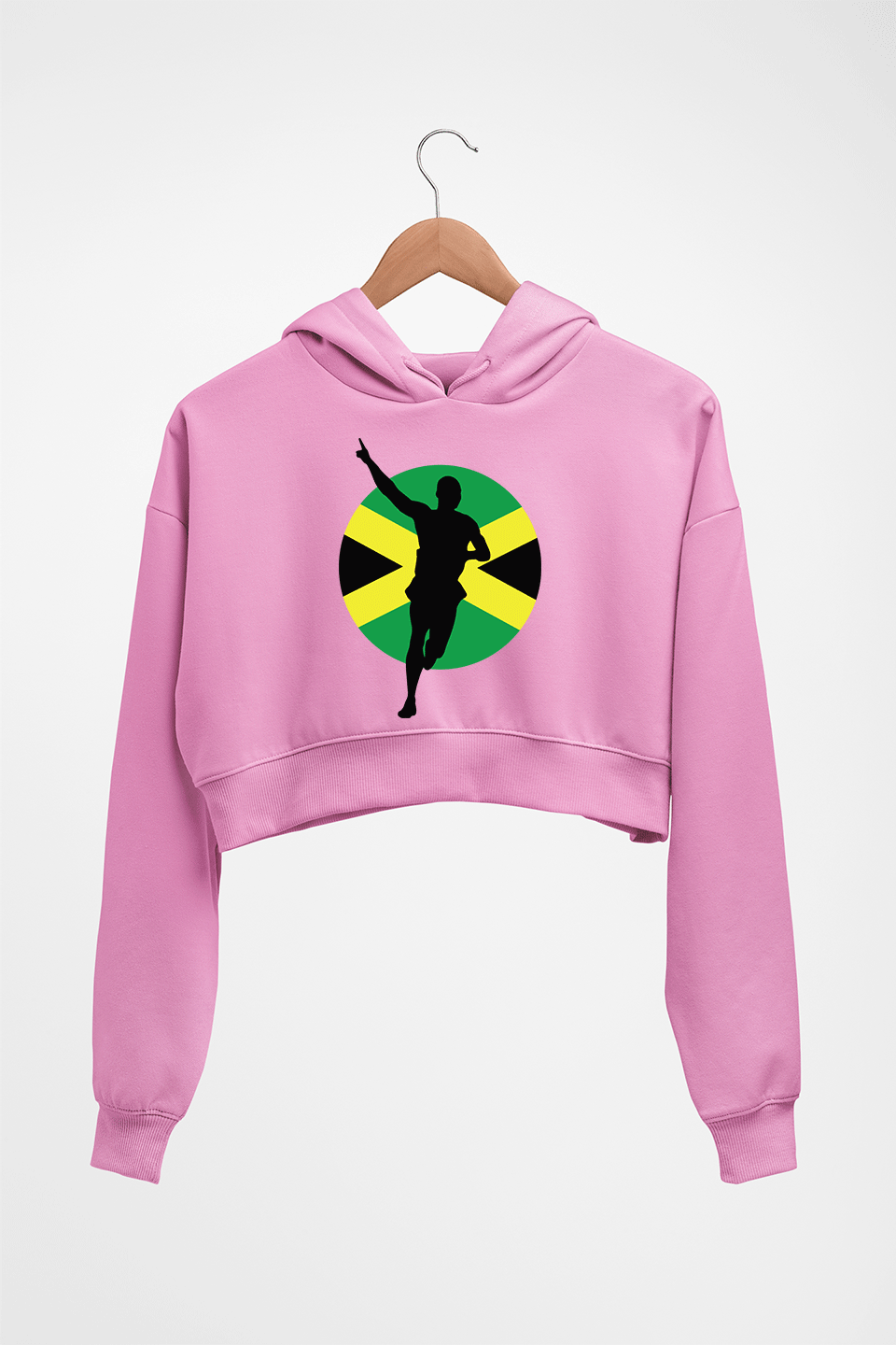 Usain Bolt Crop HOODIE FOR WOMEN-Light Baby Pink-Ektarfa.online