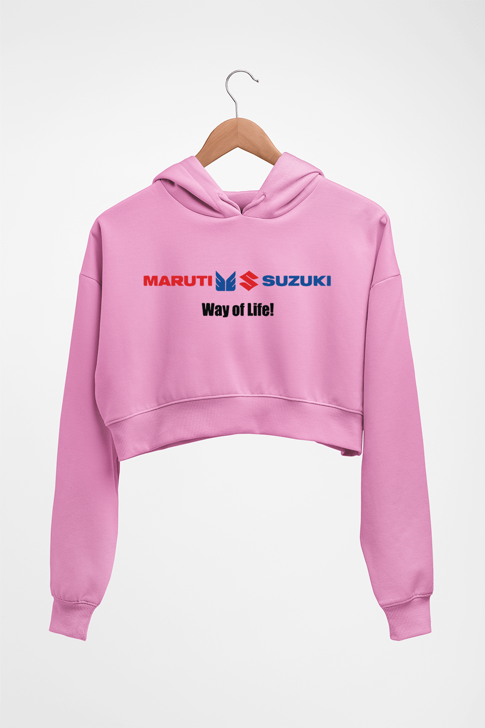 Maruti-Suzuki Crop HOODIE FOR WOMEN-Light Baby Pink-Ektarfa.online