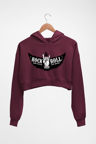 Rock & Roll Crop HOODIE FOR WOMEN-Maroon-Ektarfa.online