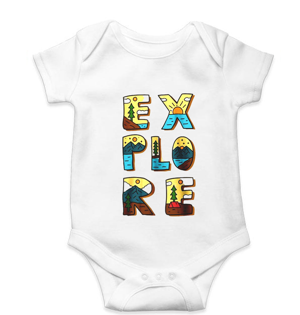 Explore Travel Adventure Kids Romper For Baby Boy/Girl-0-5 Months(18 Inches)-White-Ektarfa.online