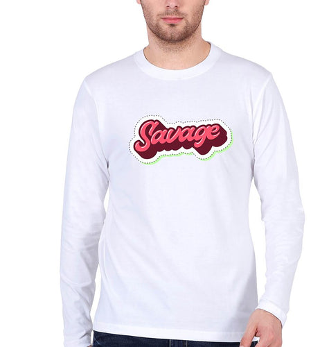Savage Full Sleeves T-Shirt for Men-White-Ektarfa.online