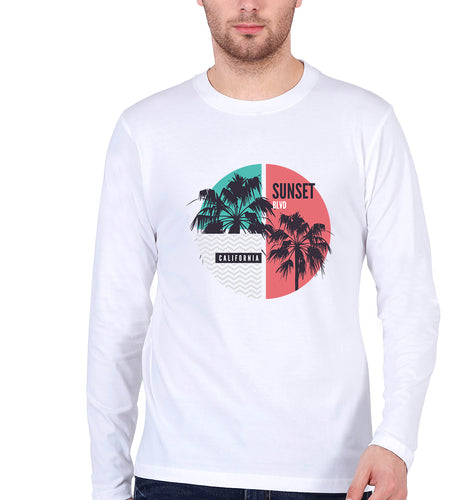 Sunset California Full Sleeves T-Shirt for Men-White-Ektarfa.online