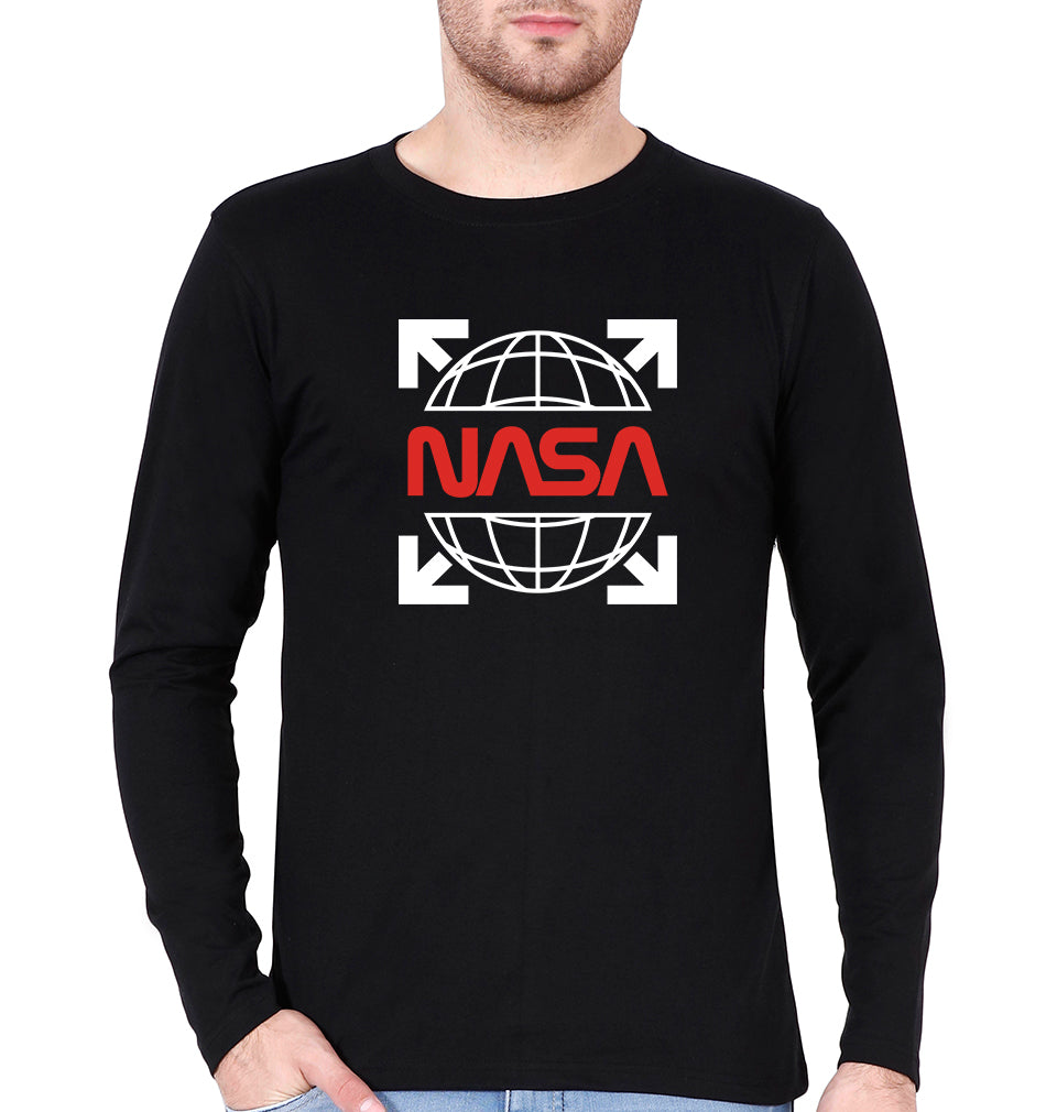 Nasa White Off Full Sleeves T-Shirt for Men-Black-Ektarfa.online