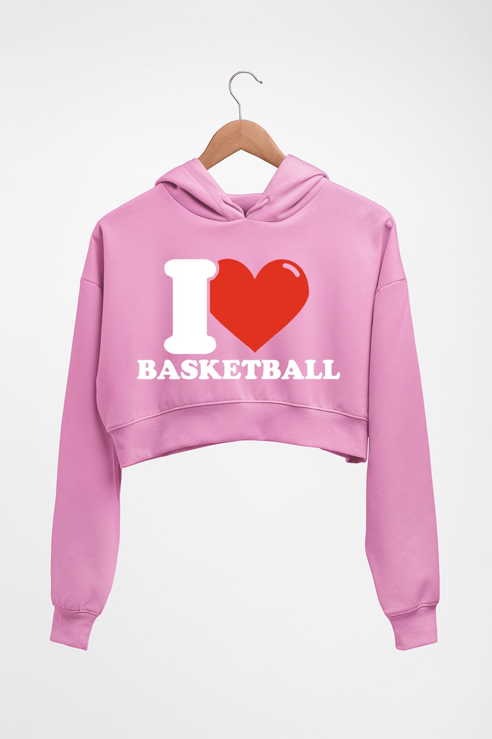 I Love Basketball Crop HOODIE FOR WOMEN-Light Baby Pink-Ektarfa.online