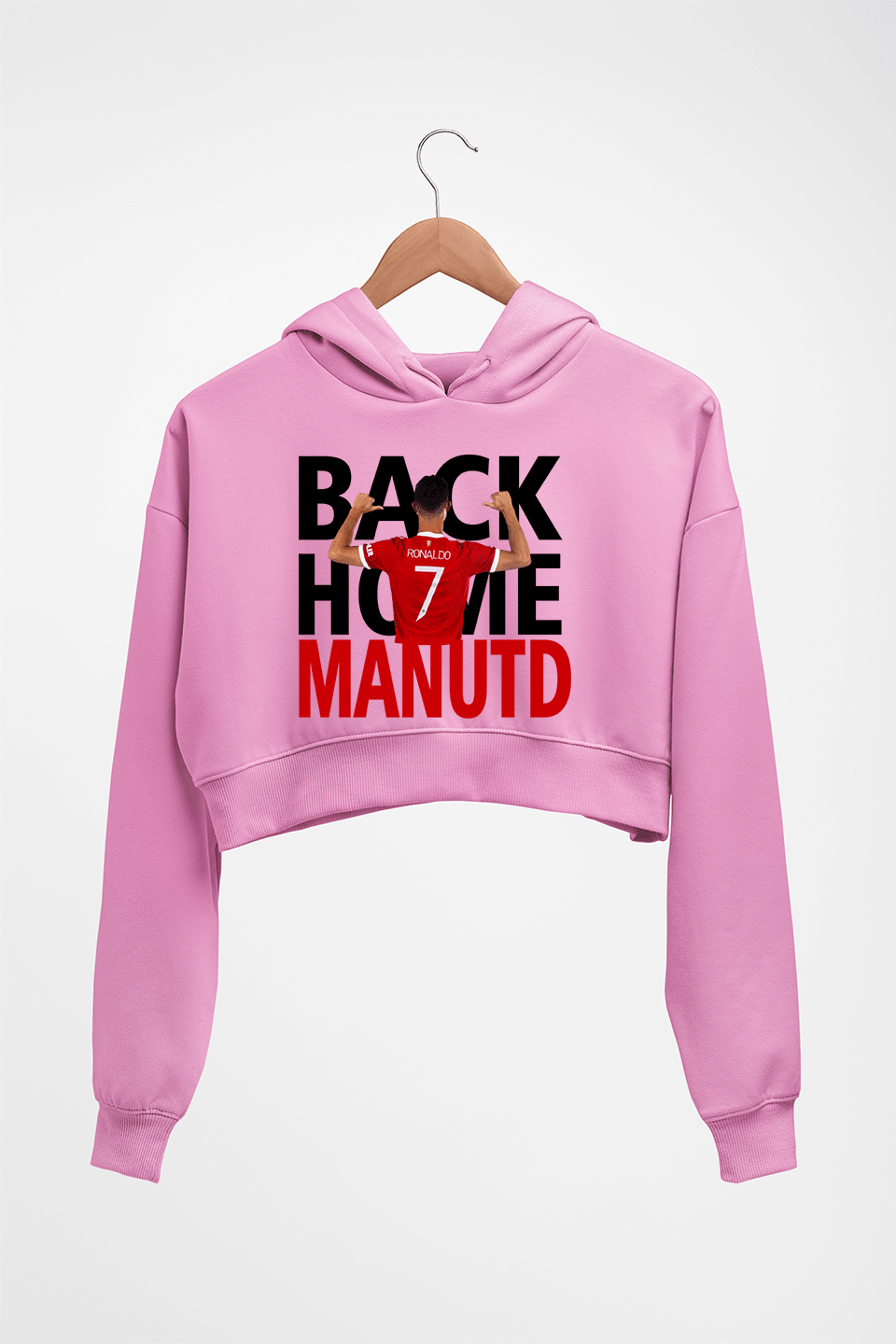 Cristiano Ronaldo CR7 Crop HOODIE FOR WOMEN-Light Baby Pink-Ektarfa.online