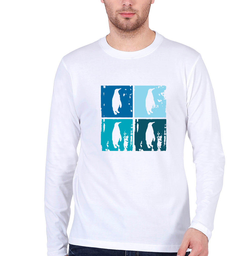 Penguins Full Sleeves T-Shirt for Men-White-Ektarfa.online