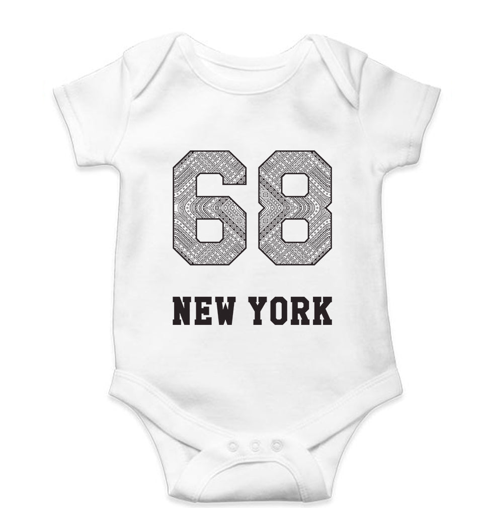 New York Kids Romper For Baby Boy/Girl-0-5 Months(18 Inches)-White-Ektarfa.online