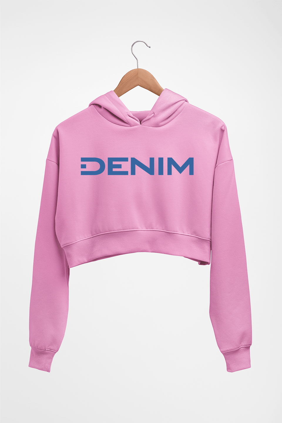 Denim Crop HOODIE FOR WOMEN-Light Baby Pink-Ektarfa.online