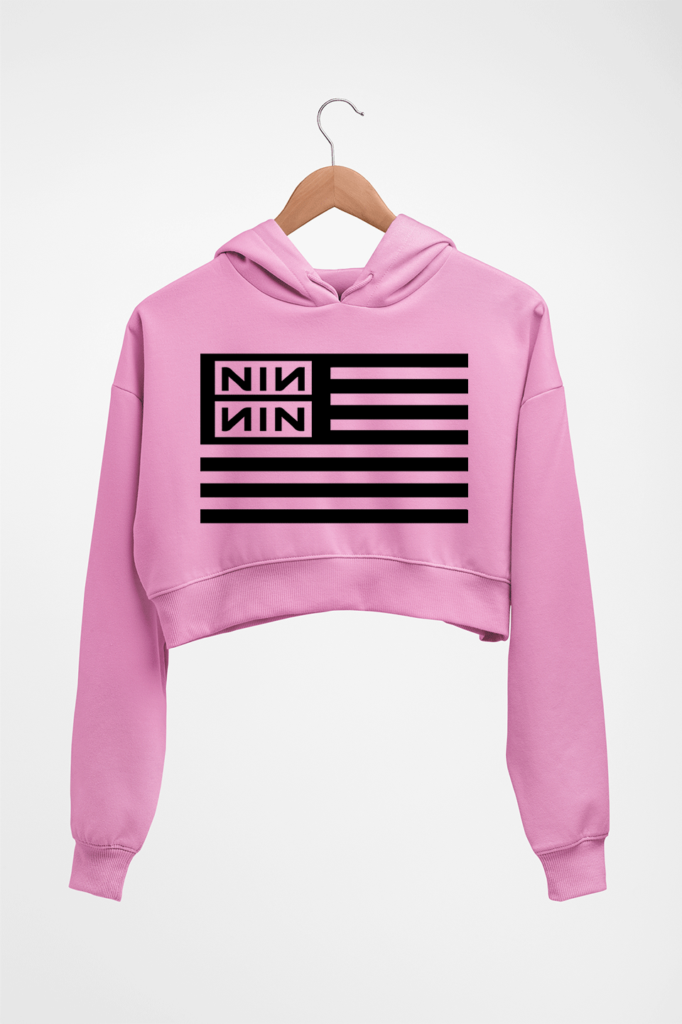 Nine Inch Nails Crop HOODIE FOR WOMEN-Light Baby Pink-Ektarfa.online