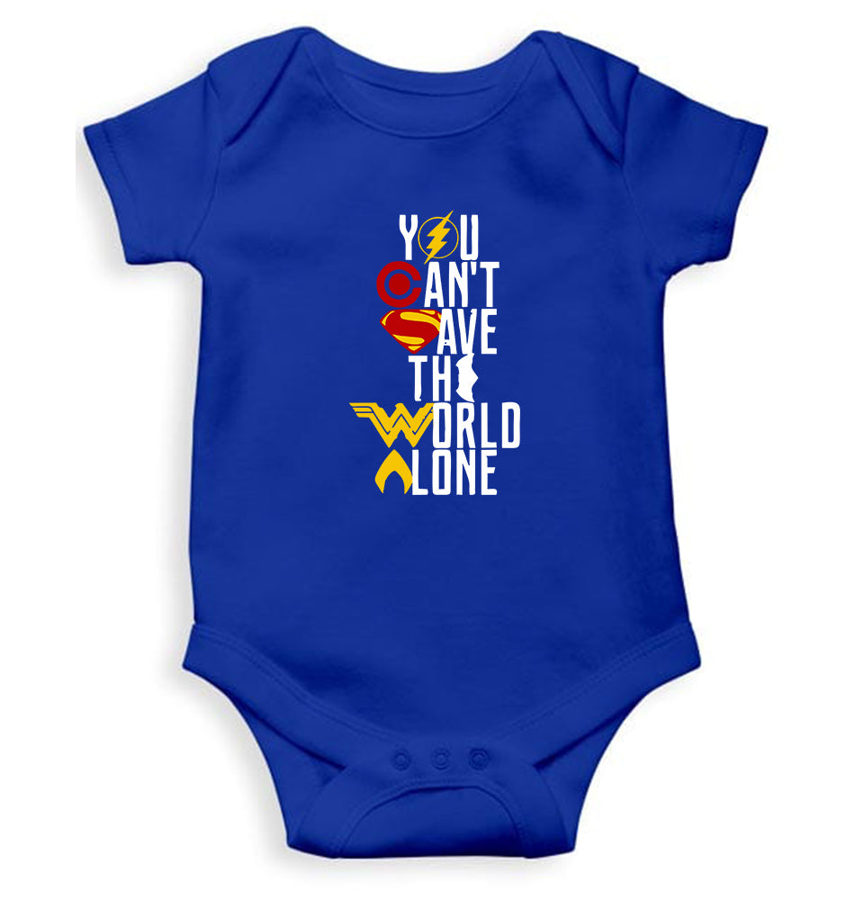 You Can't Save The World Alone Justice League Kids Romper For Baby Boy/Girl-0-5 Months(18 Inches)-Royal Blue-Ektarfa.online