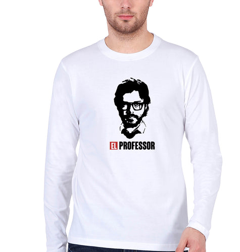 Money Heist The Professor Full Sleeves T-Shirt for Men-White-Ektarfa.online