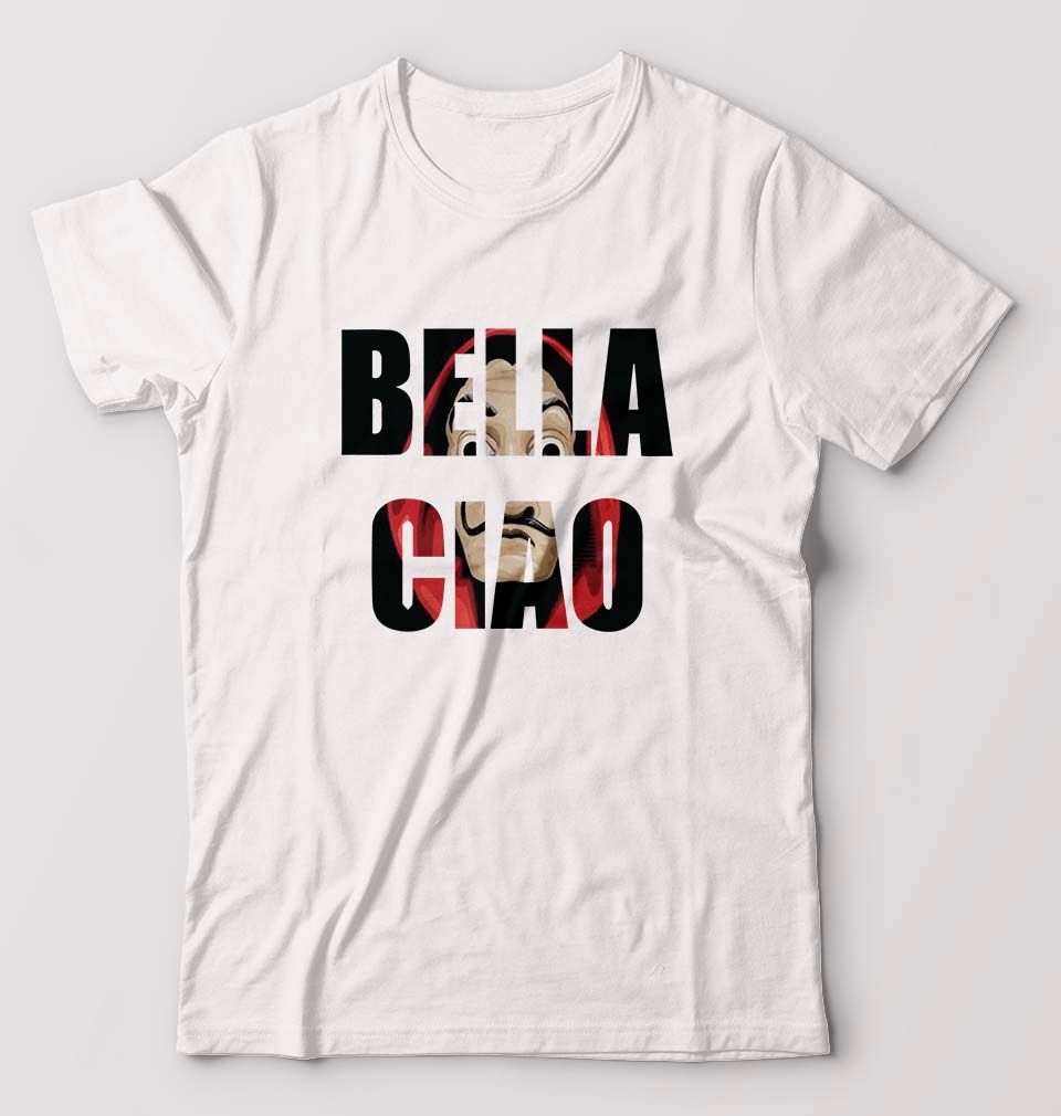 Money Heist Bella Ciao T-Shirt for Men-White-Ektarfa.online