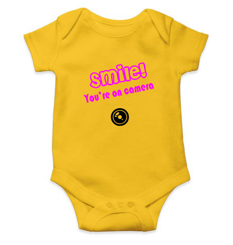 Smile U'R On Camera Kids Romper For Baby Boy/Girl-0-5 Months(18 Inches)-Yellow-Ektarfa.online