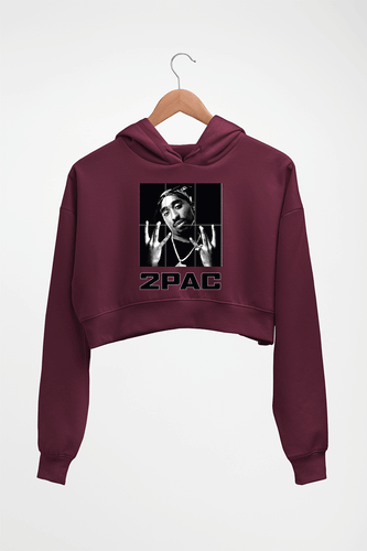 Tupac 2Pac Crop HOODIE FOR WOMEN-Maroon-Ektarfa.online