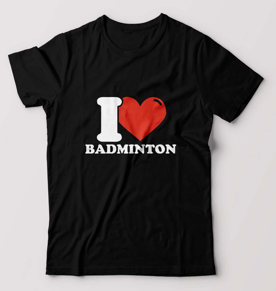 I Love Badminton T-Shirt for Men-Black-Ektarfa.online