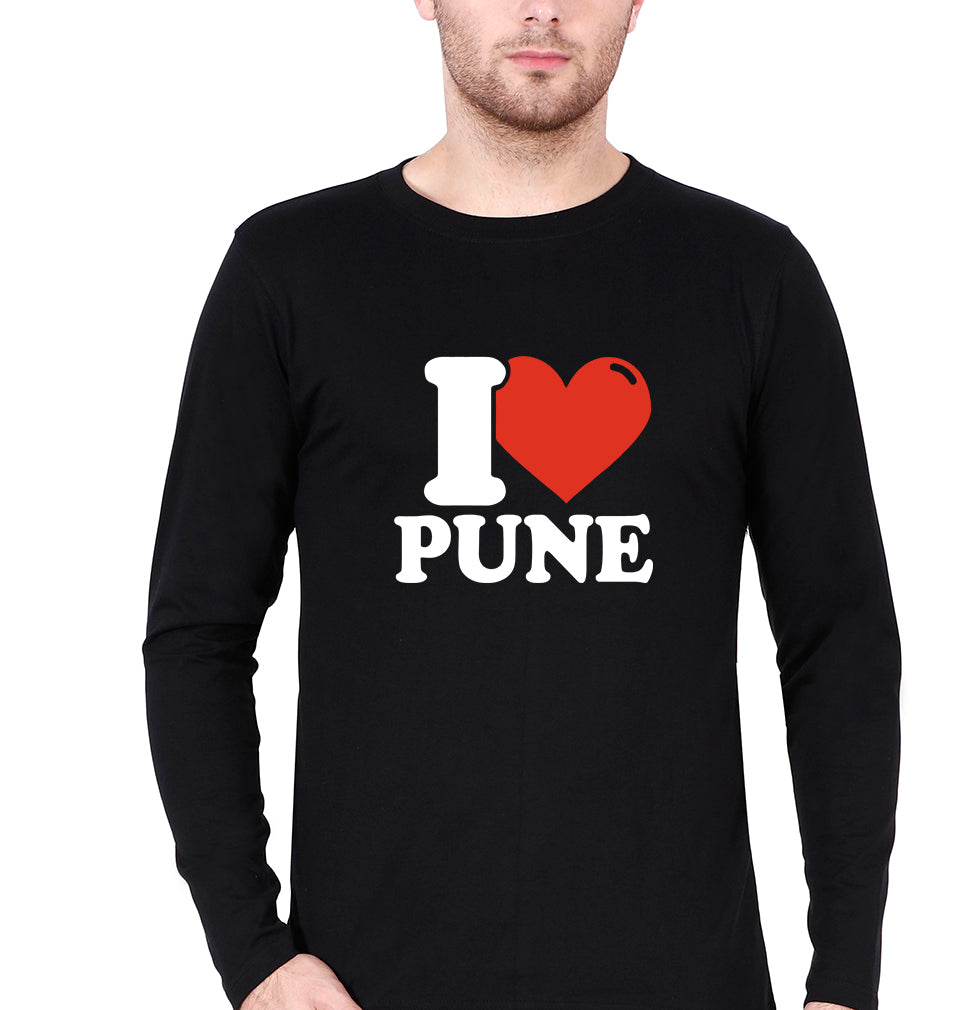 I Love Pune T Full Sleeves T-Shirt for Men-Black-Ektarfa.online