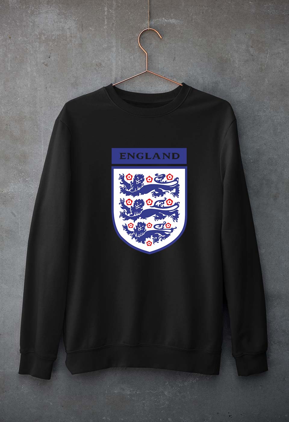 England Football Unisex Sweatshirt for Men/Women-S(40 Inches)-Black-Ektarfa.online